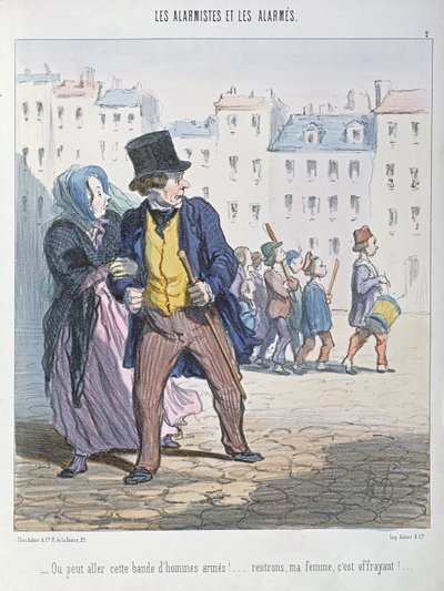De alarmisten en de gealarmeerden, 1848 door Honoré Daumier